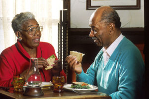 Elderly Couple Eating